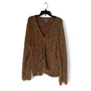 Women's Carroll Reeds multicoloured sweater cardigan fluffy XL orange / brown